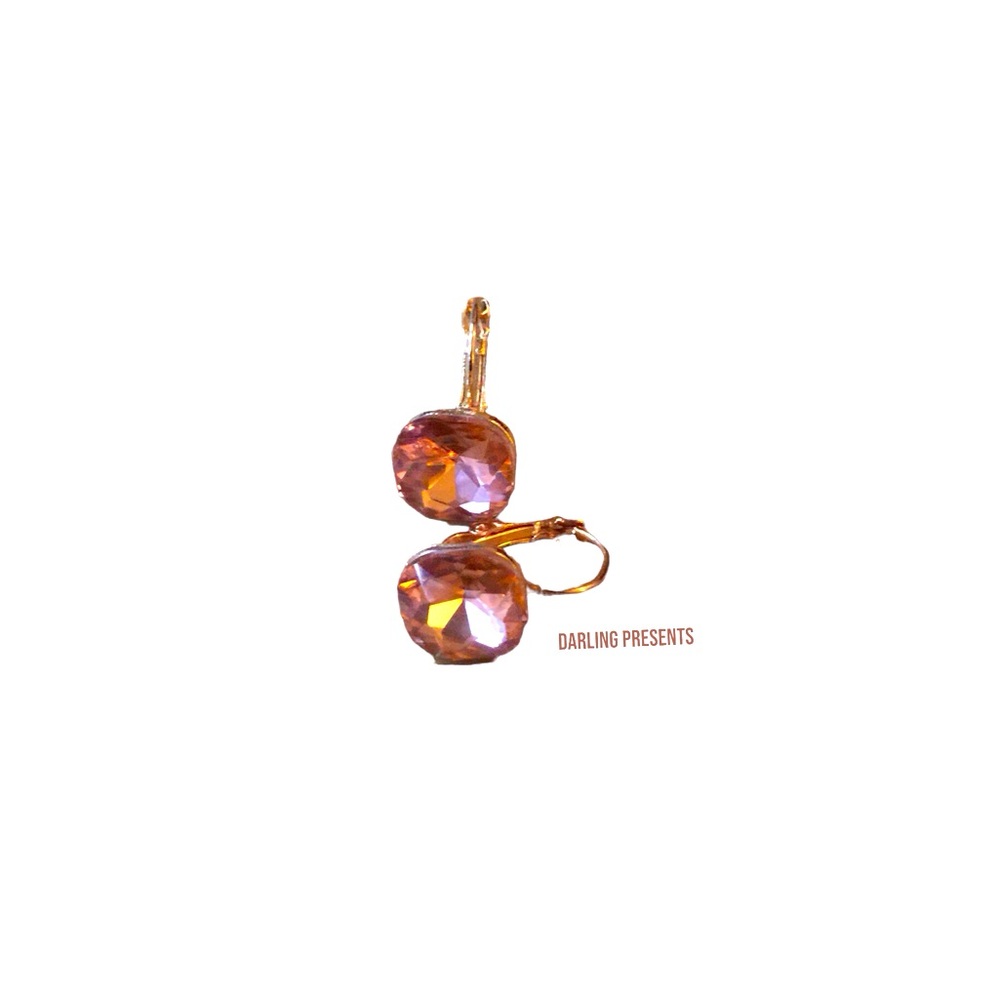 Crystal Drop Earrings Women Color Amber & Gold